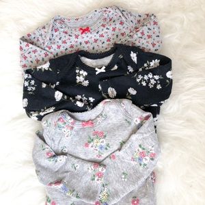 Set of Floral Long-Sleeved Bodysuits